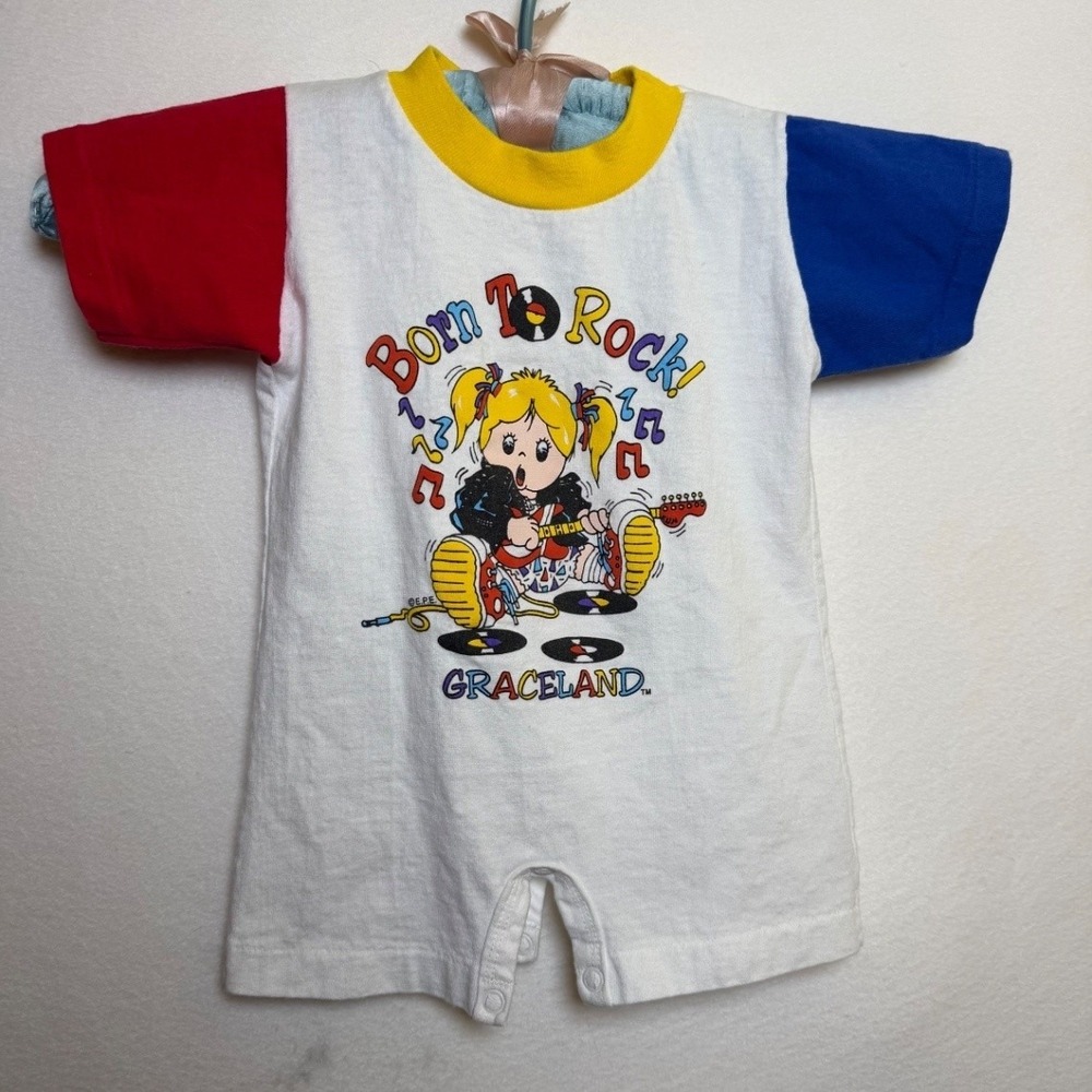 Vintage Graceland Born To Rock Baby Romper 12 Months One-Piece 90s Elvis